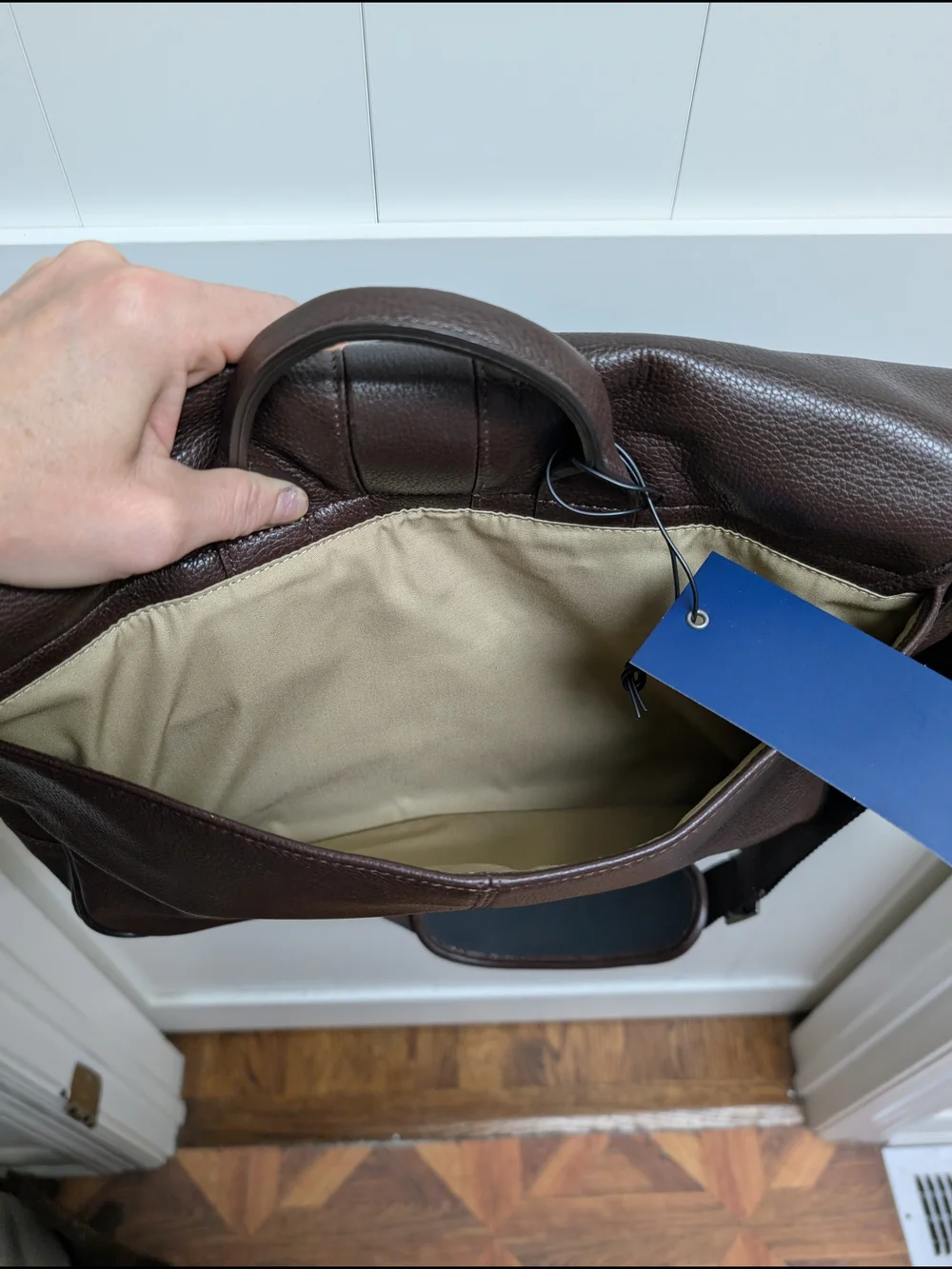 Johnston & Murphy Dark Brown Leather Messenger Bag, J Murphy